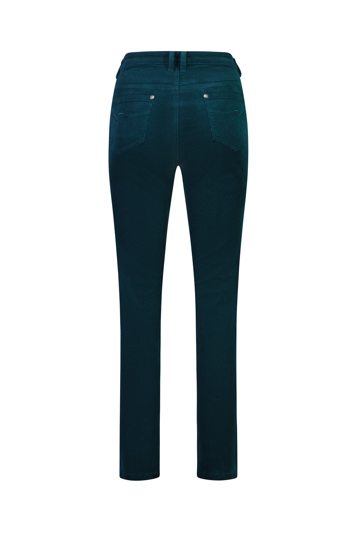 5910M Peacock - Narrow Leg Full Length Pinwale Cord Pant with Fly - Vassalli