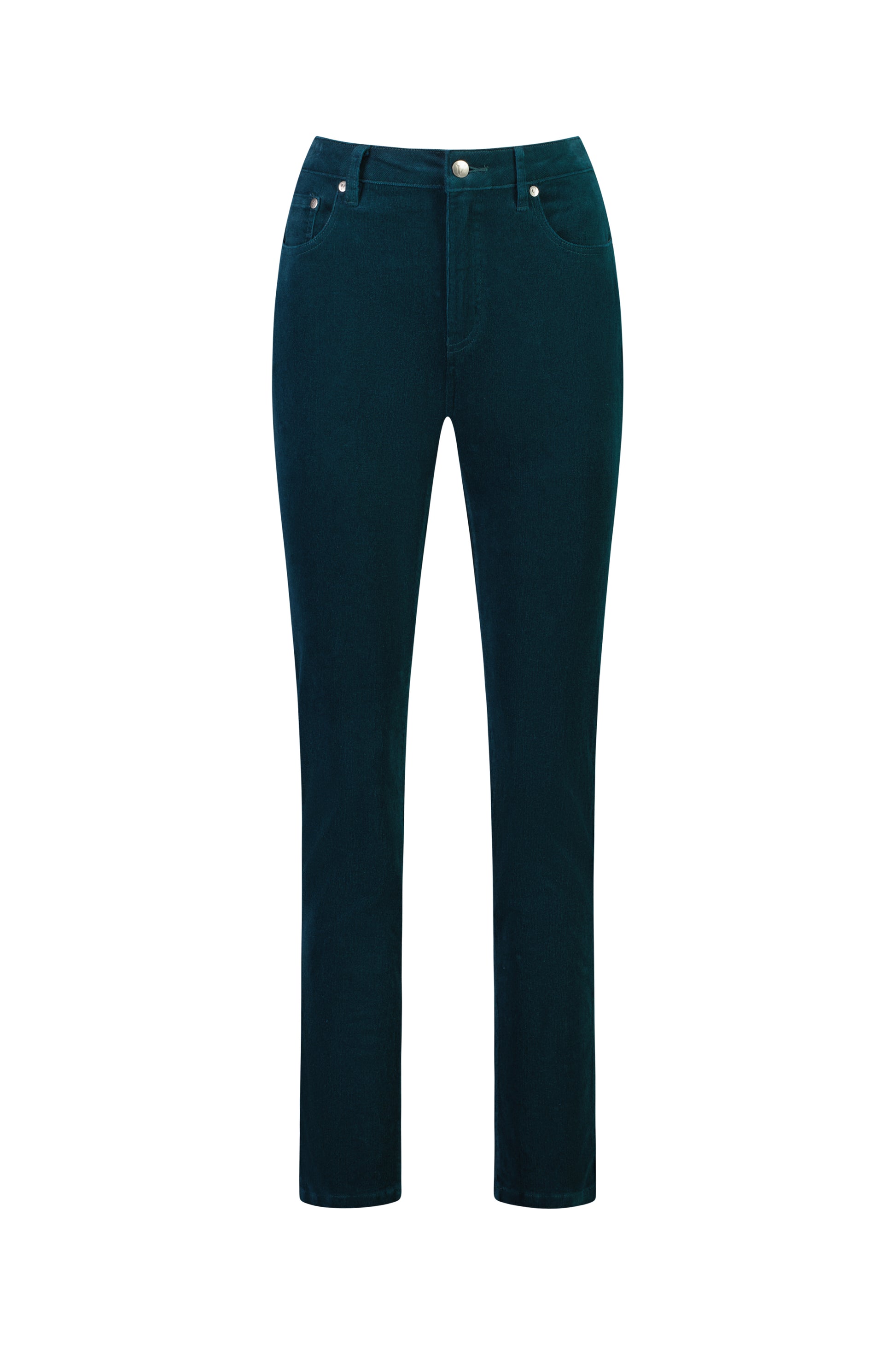 5910M Peacock - Narrow Leg Full Length Pinwale Cord Pant with Fly - Vassalli