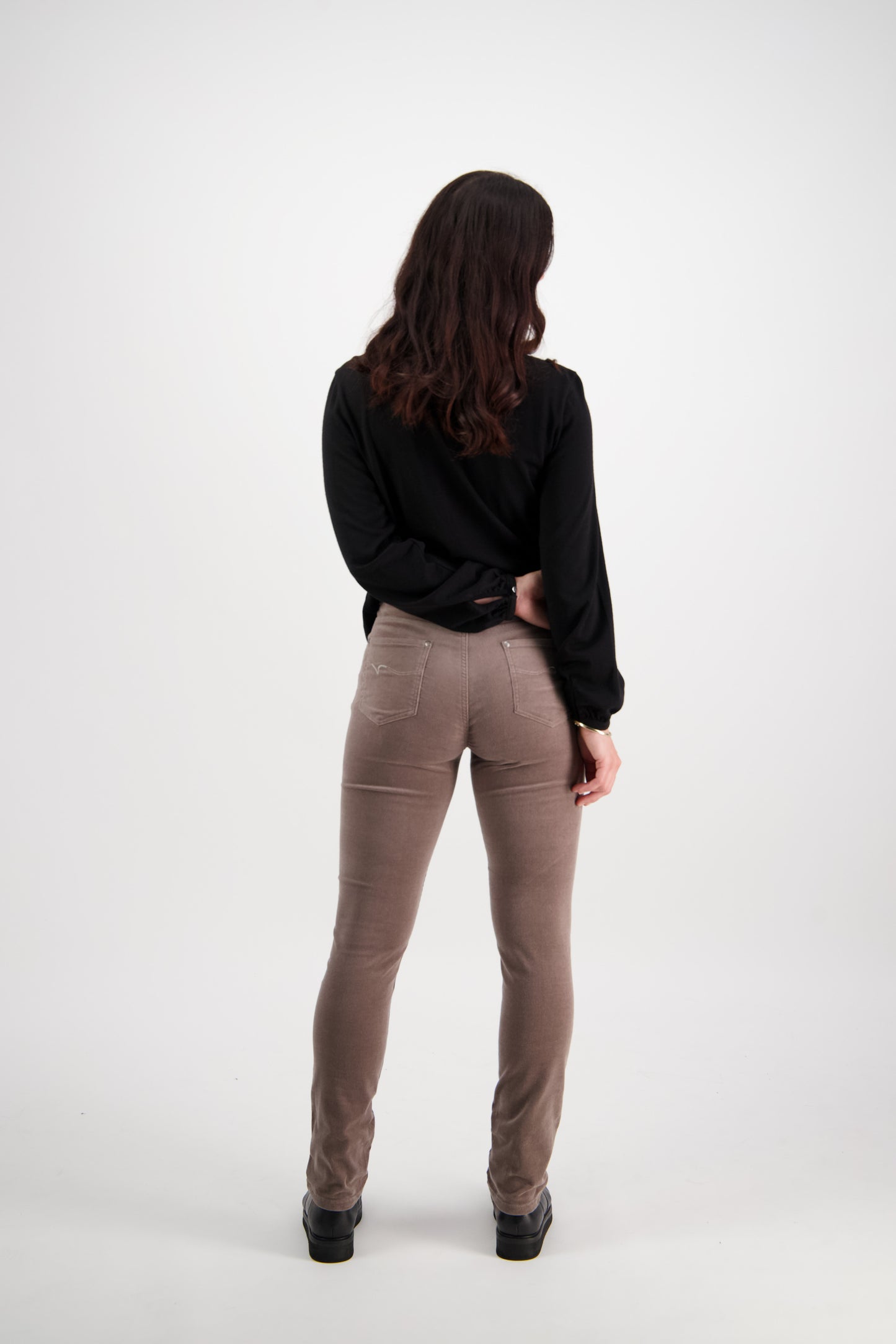 5910M Taupe - Narrow Leg Full Length Pinwale Cord Pant with Fly - Vassalli