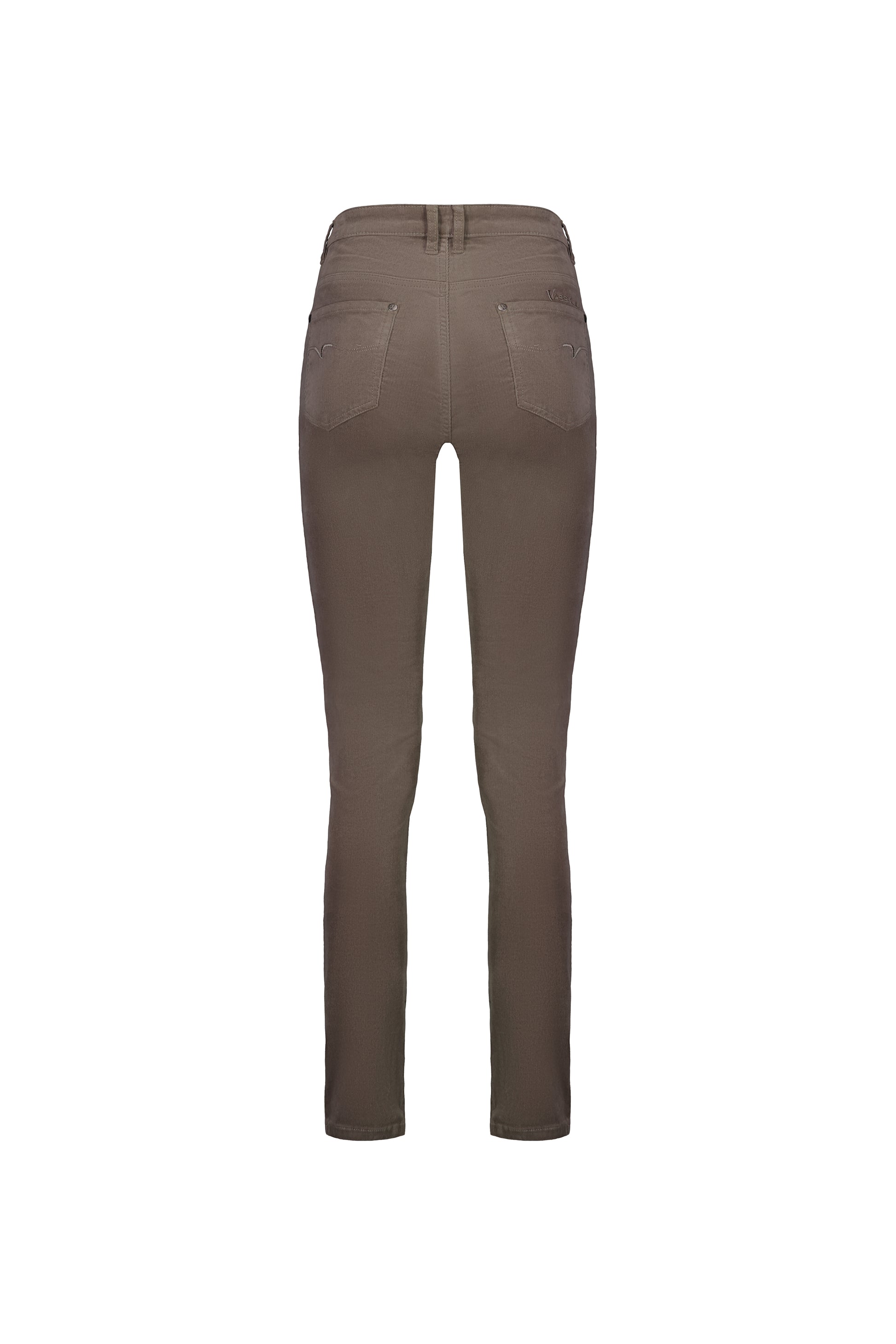 5910M Taupe - Narrow Leg Full Length Pinwale Cord Pant with Fly - Vassalli