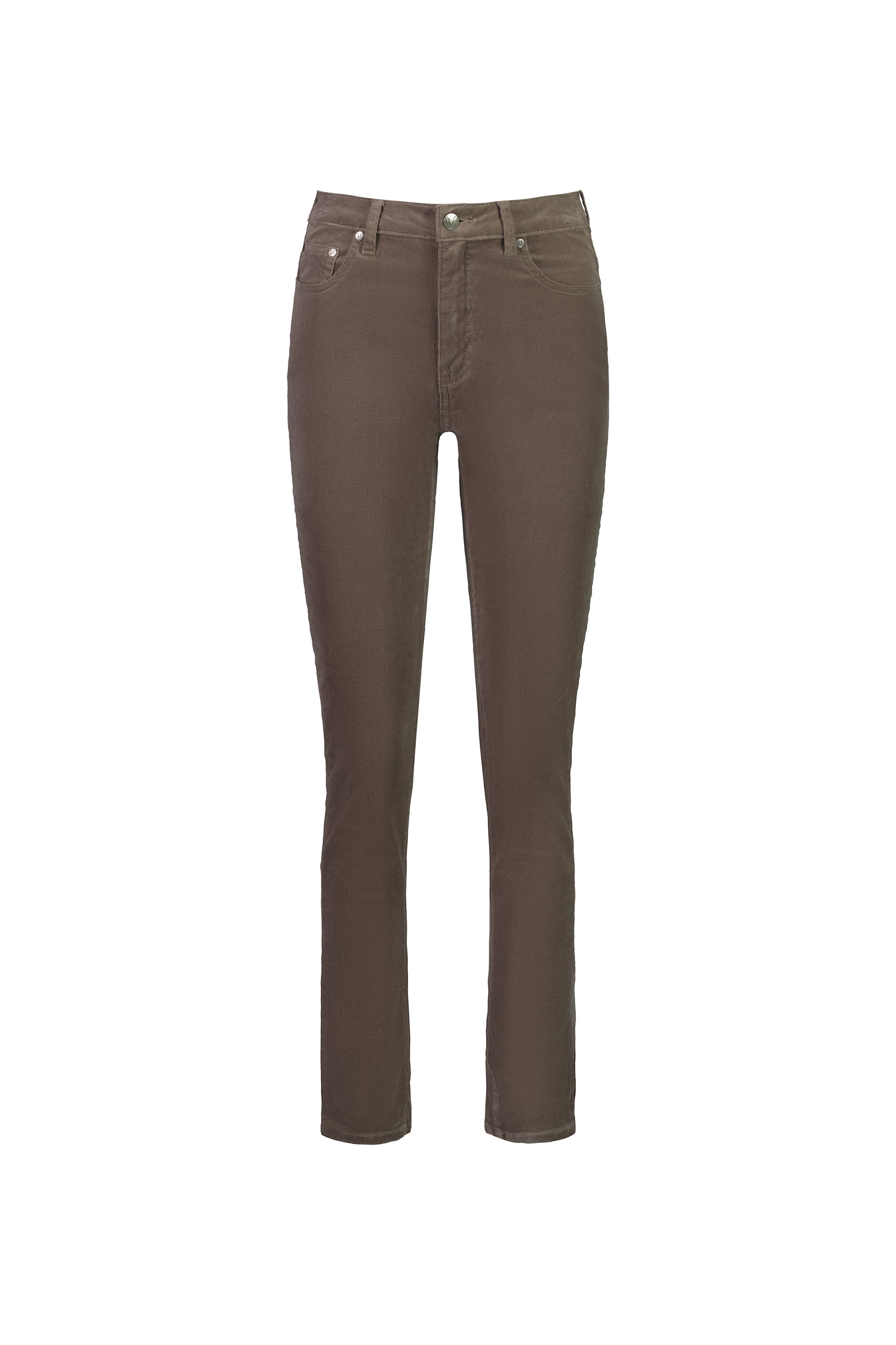 5910M Taupe - Narrow Leg Full Length Pinwale Cord Pant with Fly - Vassalli