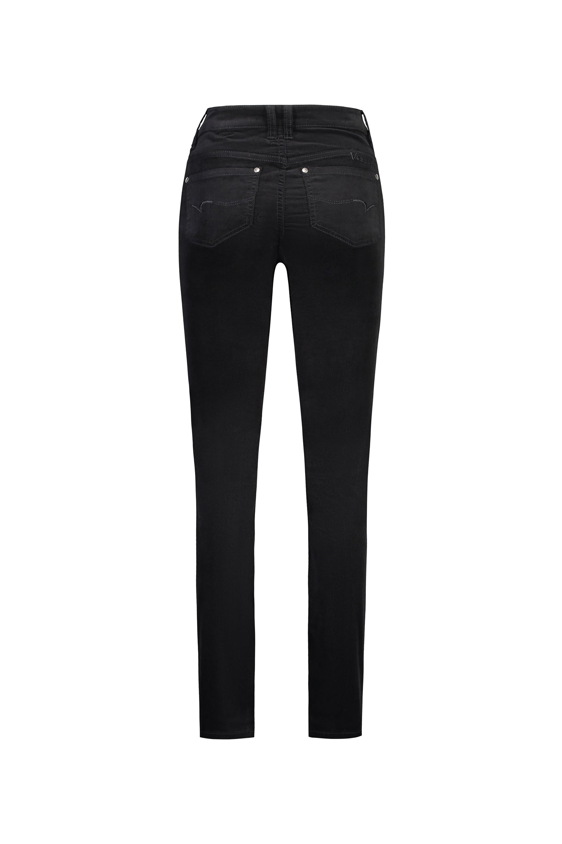 5911M Black - Straight Leg Full Length Pinwale Cord Pant with Fly - Vassalli