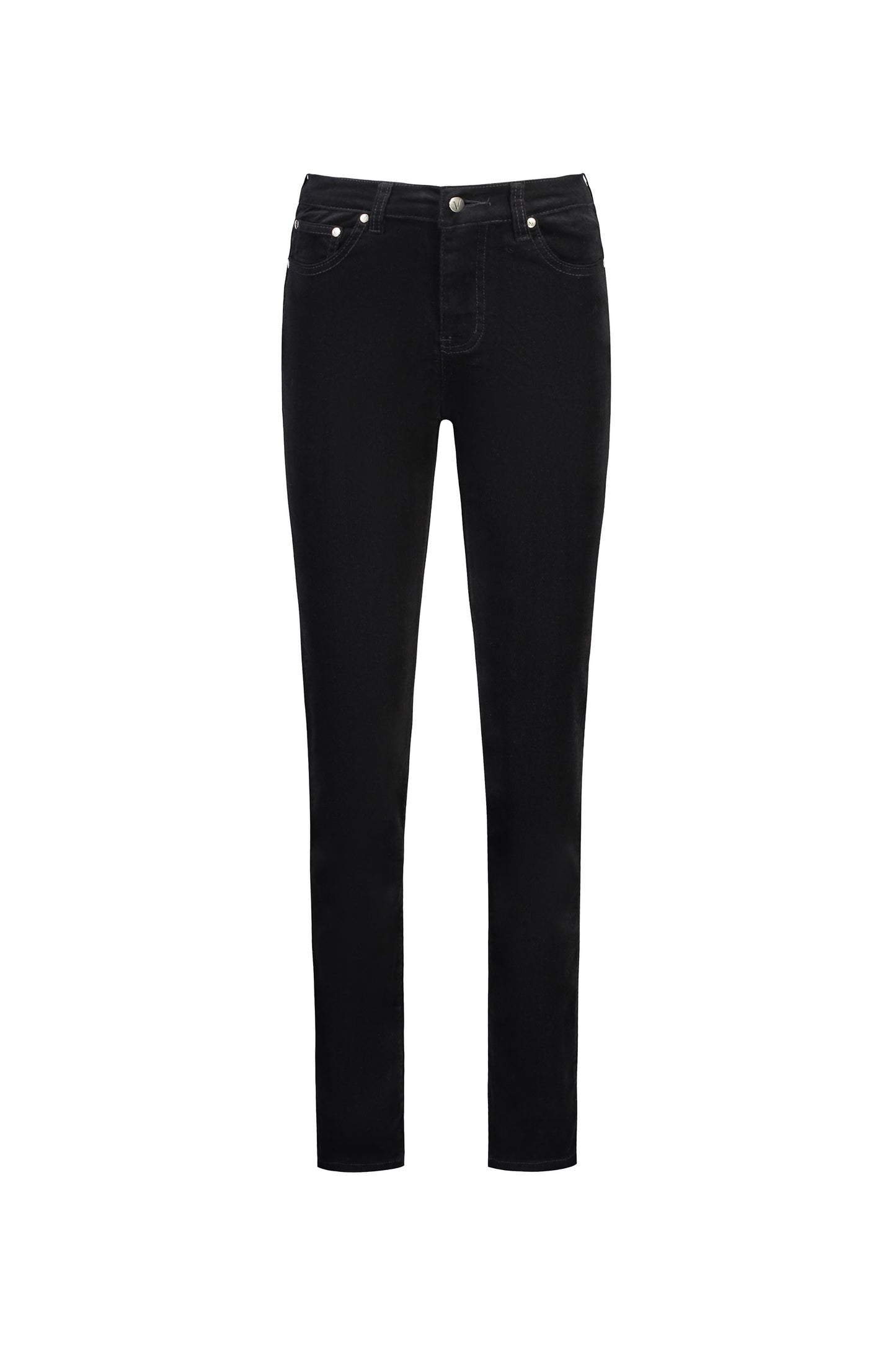 5911M Black - Straight Leg Full Length Pinwale Cord Pant with Fly - Vassalli