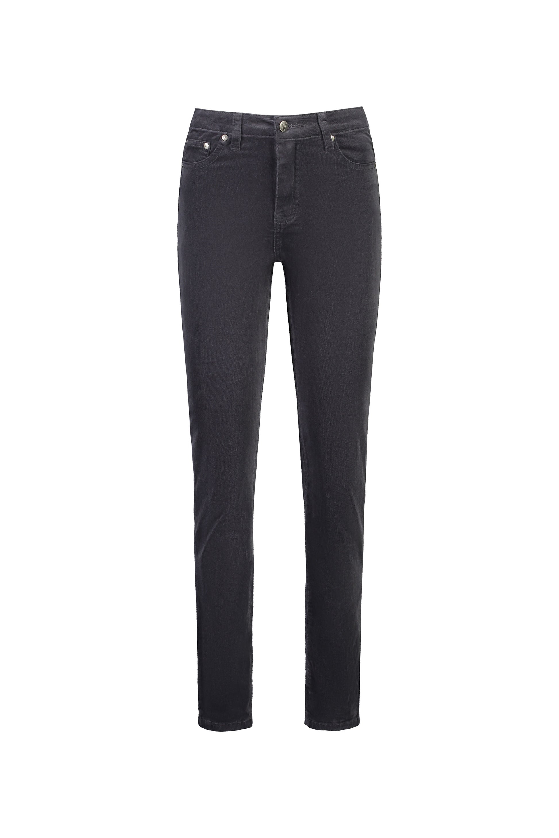 5911M Charcoal - Straight Leg Full Length Pinwale Cord Pant with Fly - Vassalli