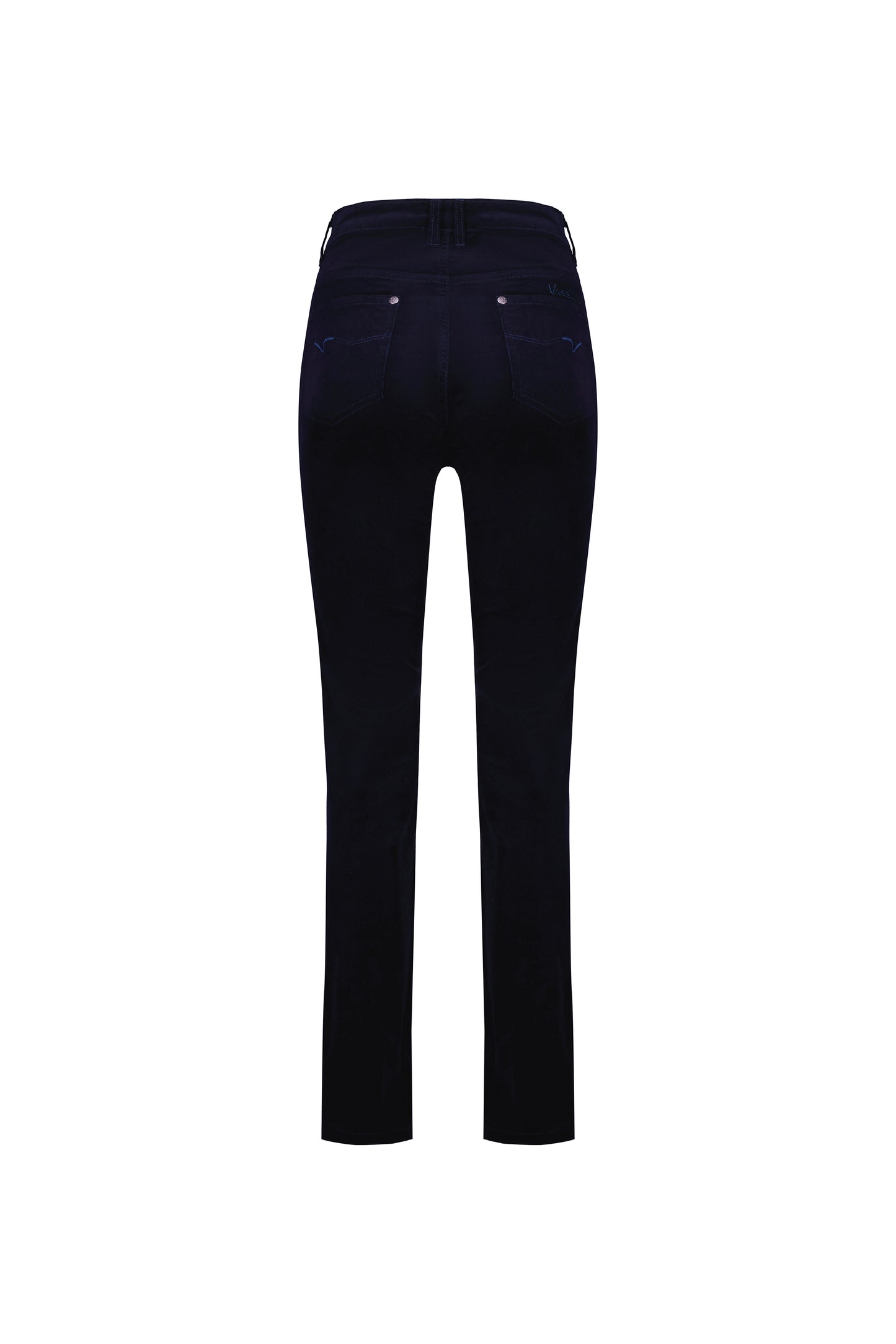 5911M Midnight - Straight Leg Full Length Pinwale Cord Pant with Fly - Vassalli