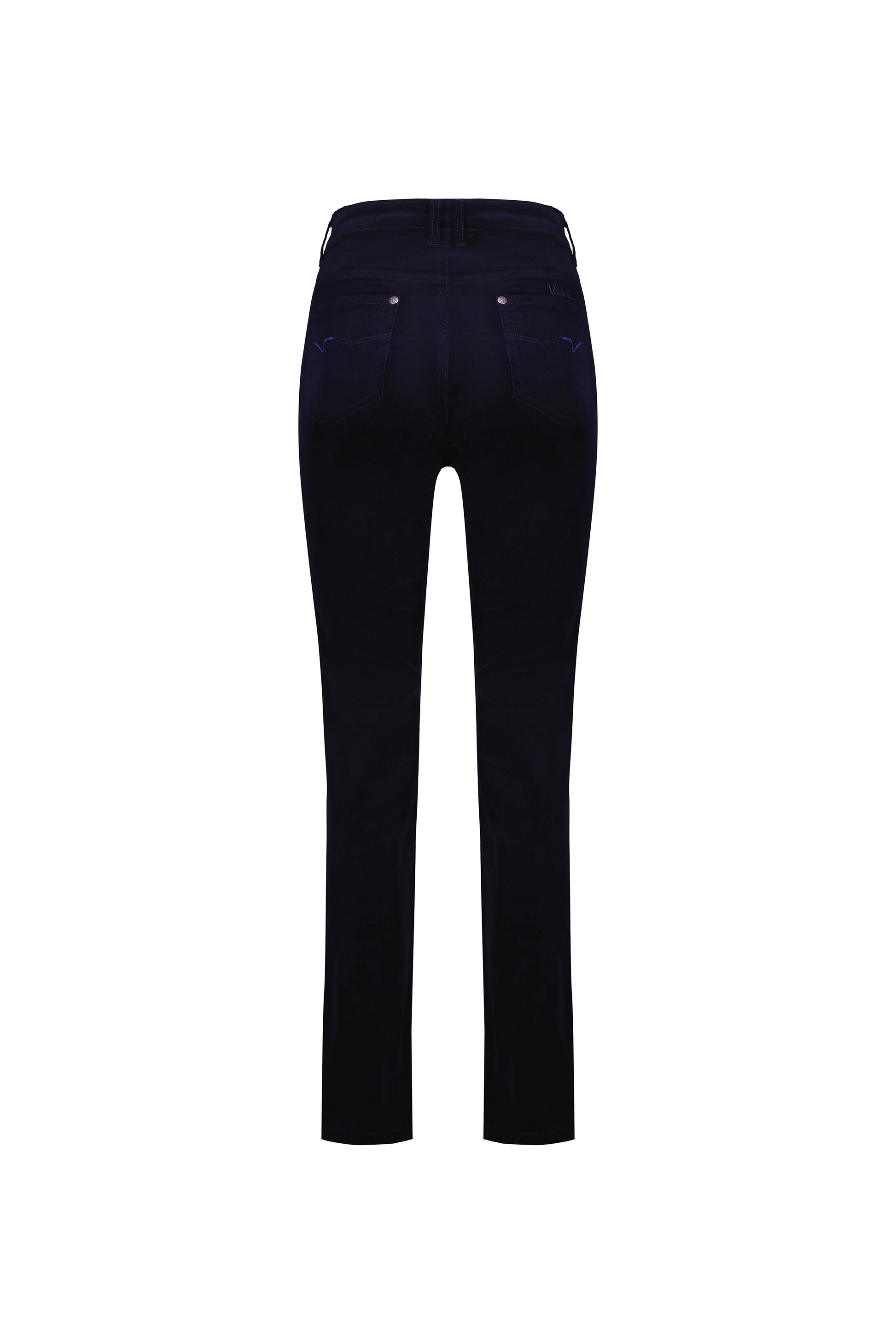 5911M Midnight - Straight Leg Full Length Pinwale Cord Pant with Fly - Vassalli