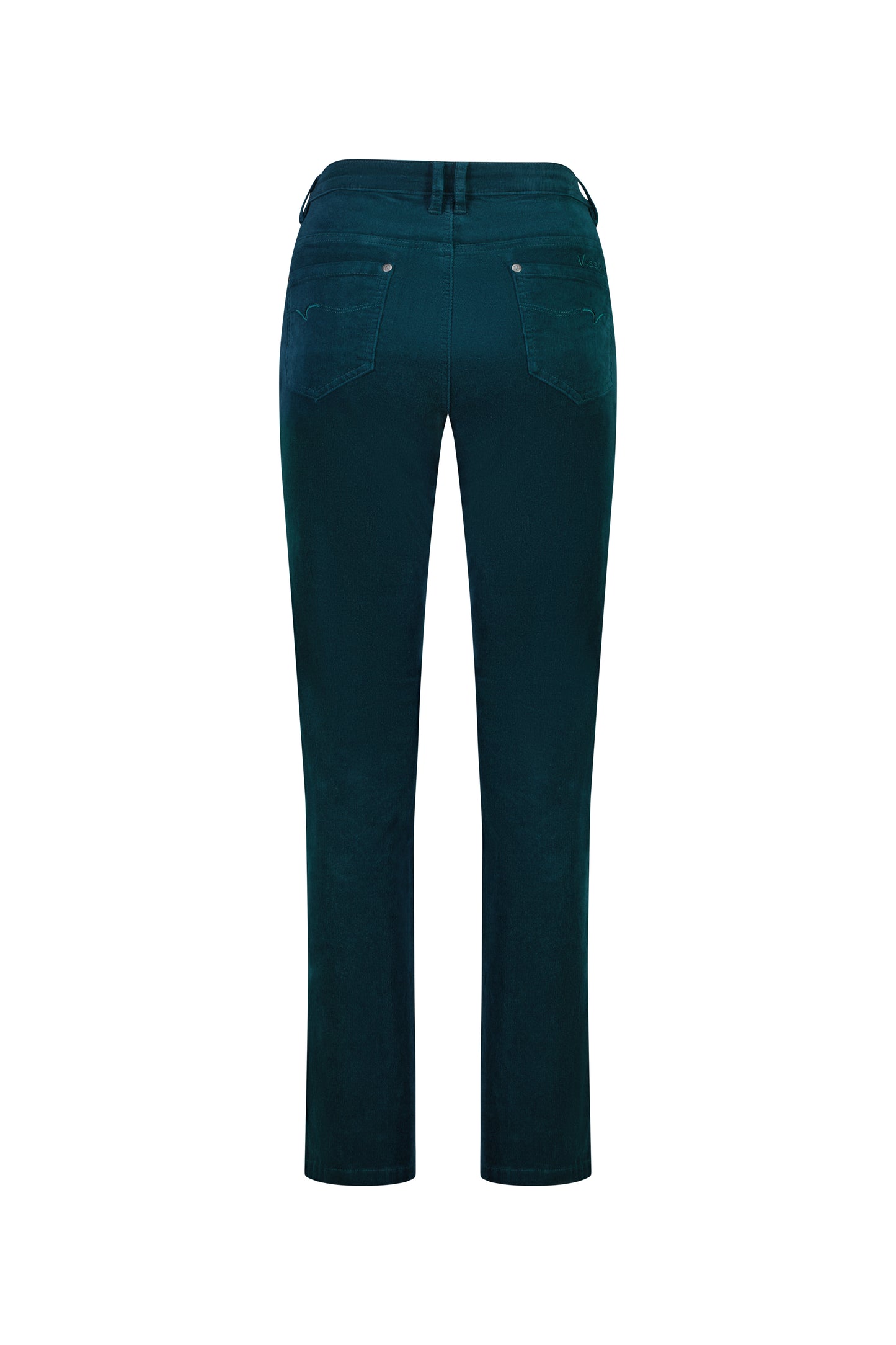 5911M Peacock - Straight Leg Full Length Pinwale Cord Pant with Fly - Vassalli