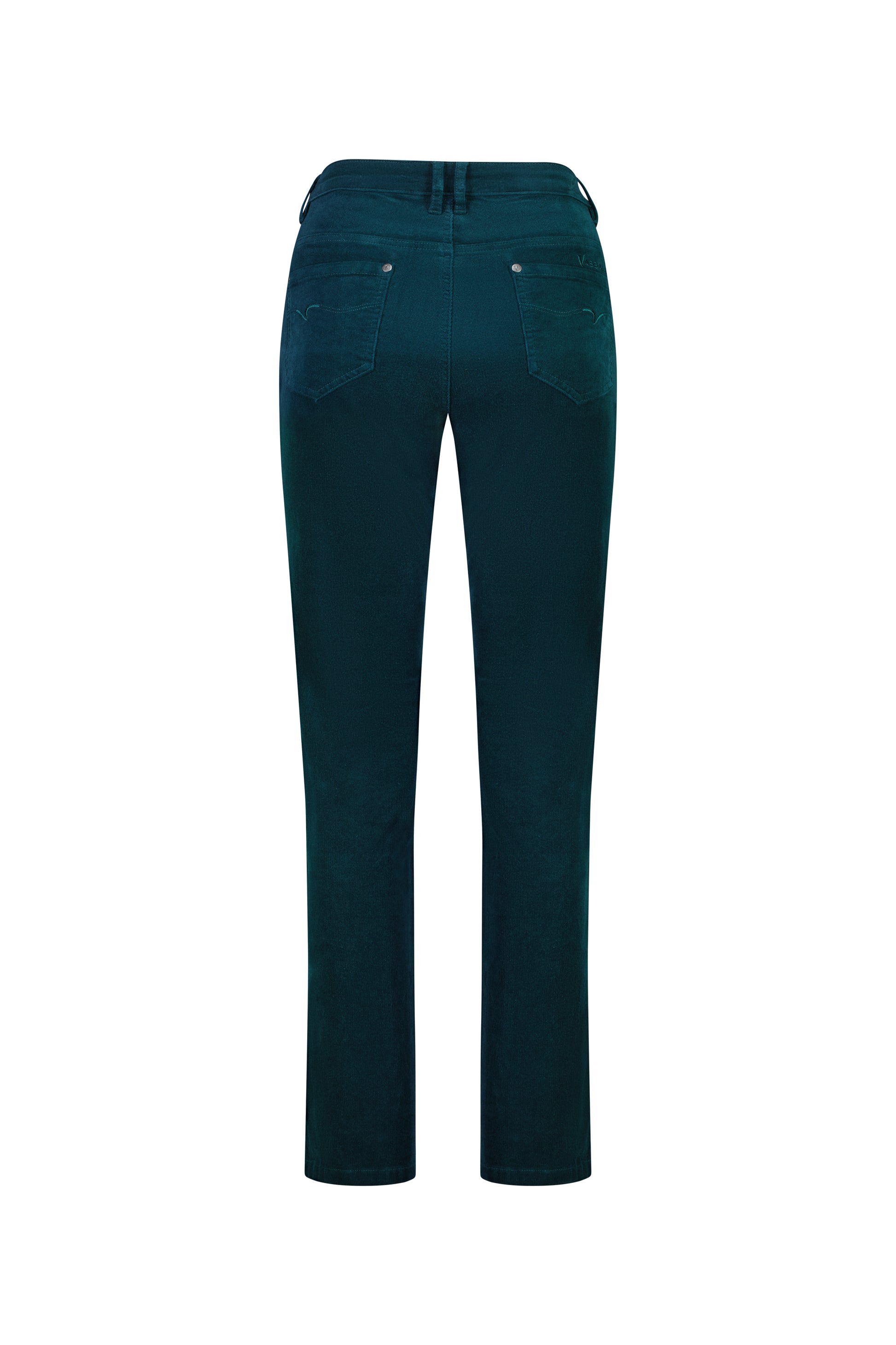 5911M Peacock - Straight Leg Full Length Pinwale Cord Pant with Fly - Vassalli