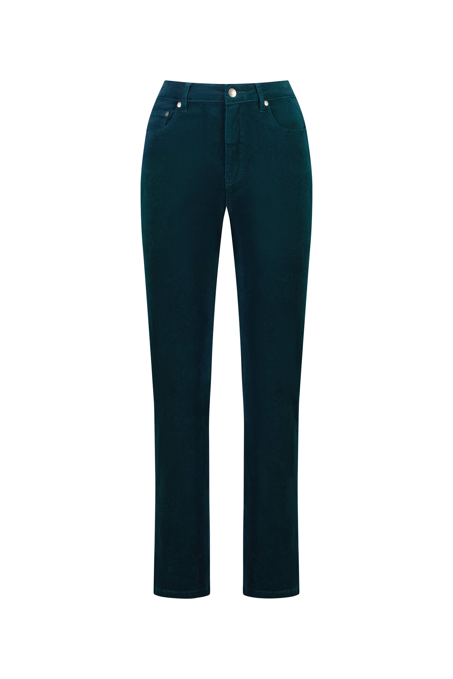 5911M Peacock - Straight Leg Full Length Pinwale Cord Pant with Fly - Vassalli