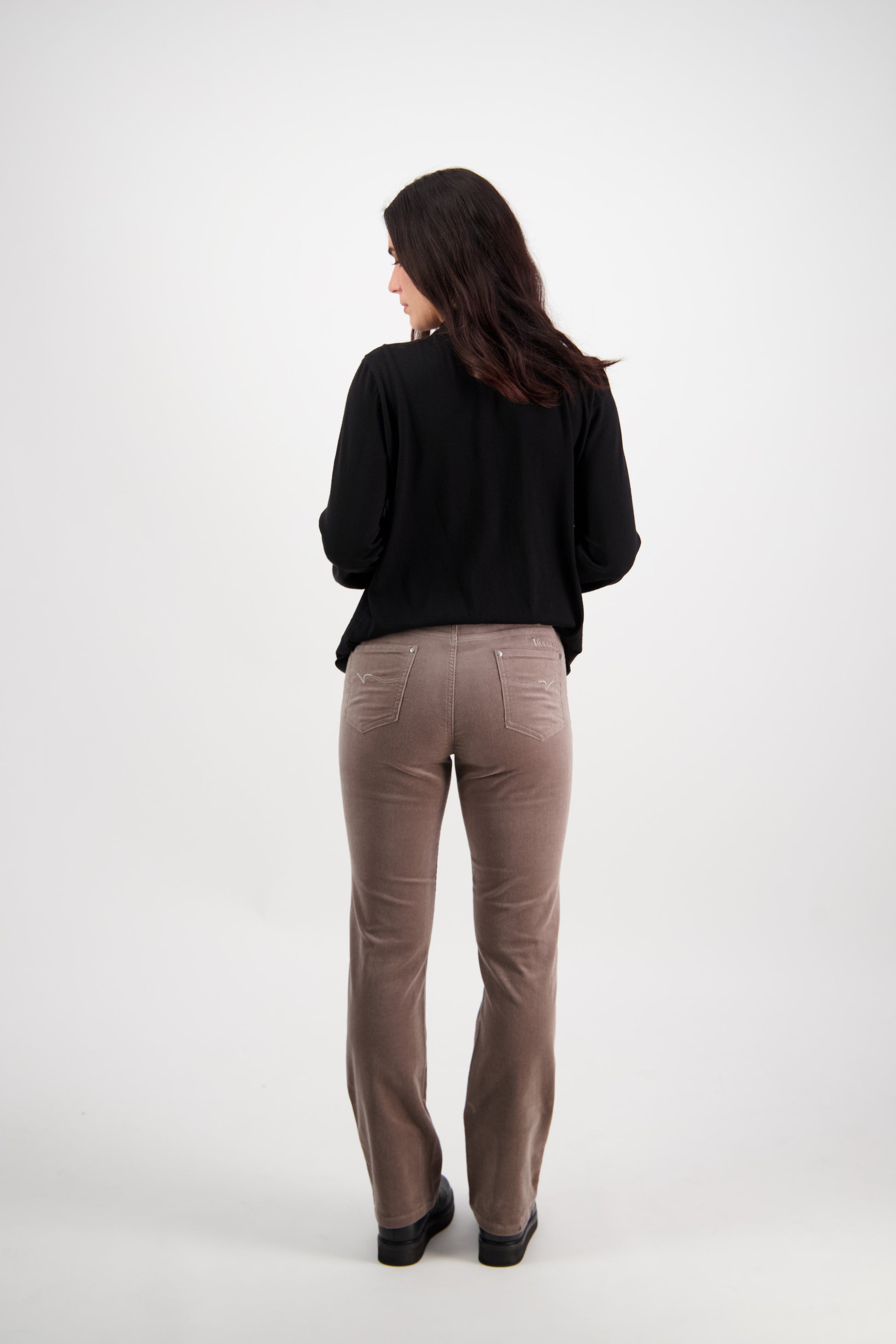 5911M Taupe - Straight Leg Full Length Pinwale Cord Pant with Fly - Vassalli