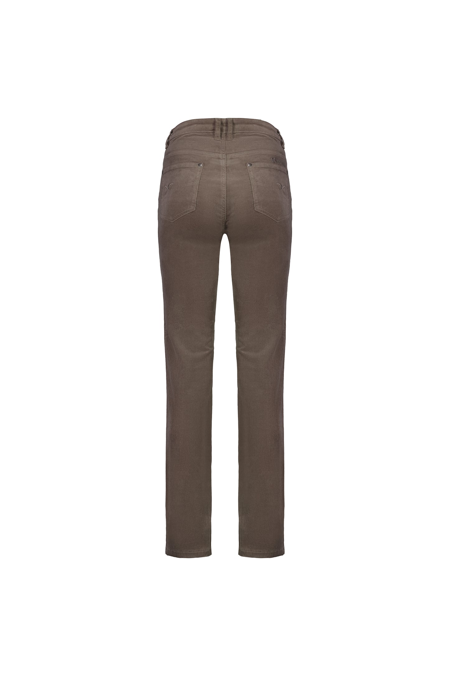 5911M Taupe - Straight Leg Full Length Pinwale Cord Pant with Fly - Vassalli