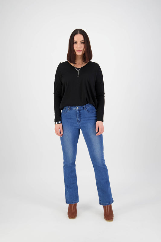 5955 Blue Denim - Bootleg Full Length Jean - Vassalli