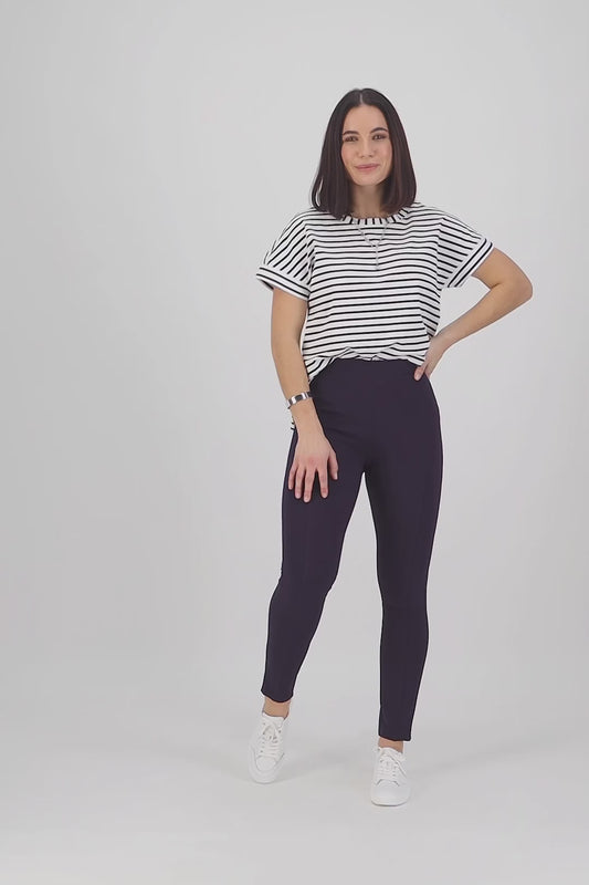 12105 Navy - Skinny Leg Ankle Grazer Ponti Pull On Vassalli