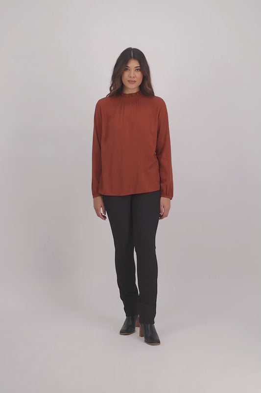 234 Bordeaux - Slim Leg Full Length Printed Ponti Pull On Vassalli